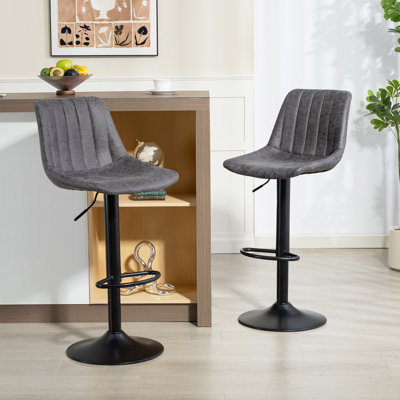 Kait Swivel Upholstered Adjustable Height Counter Stool with Metal Frame