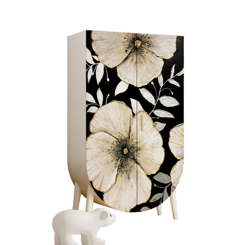 Armoire de rangement Vintage, Blanc / noir / crème