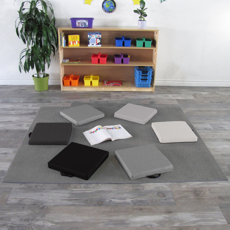 SoftScape Round Floor Cushions, Gray/Light Gray