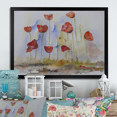 «Pastel Countryside Tulips Flowers», reproduction sur toile flottante