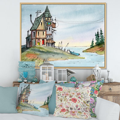 " Colorful Old House With A Tower By The Riverside "
