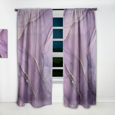 Abstract Curtain Panel, Purple Liquid Art Room Darkening Decor - Purple Liquid Art Waves II