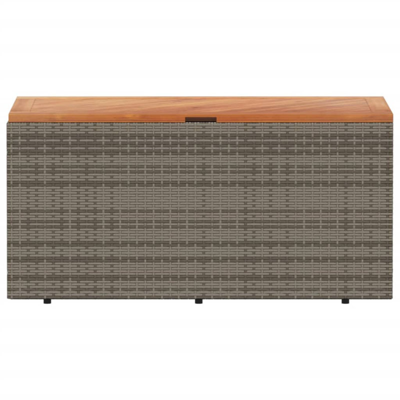 Acacia Steel/Solid Wood/Wicker Deck Box, Brown/Gray