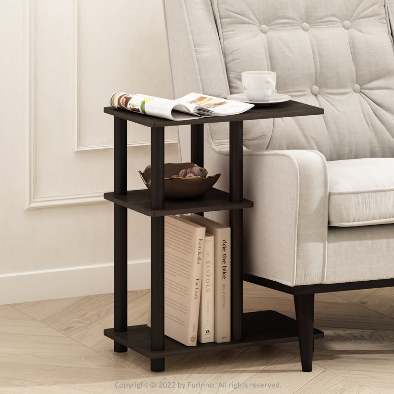  Turn-N-Tube C Shape Sofa Side Table, Espresso Wood