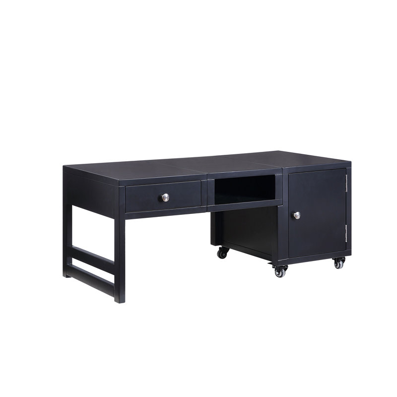 Table basse à roulettes avec rangement Agunde, Noir, noir, noir, noir