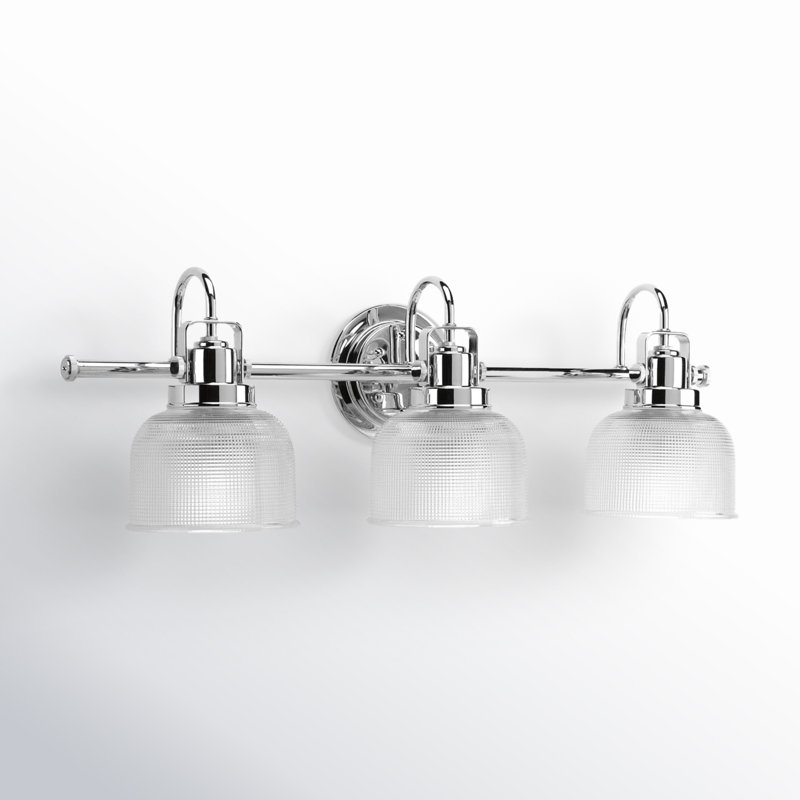 Rosser 3 Light Transparent Dimmable Vanity Light, Polished Chrome