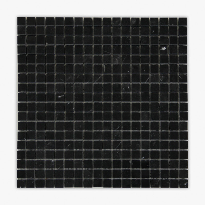 Carreau de mosaïque linéaire en marbre 12 po x 12 po Nero Marquina