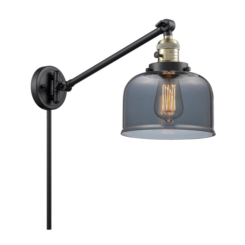 Angelluis Swing Arm Sconce, 3 W LED Vintage Dimmable Bulb, Plated Smoked