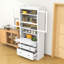 Armoire de rangement pour garde-manger avec tiroirs, tablettes, ports USB et portes-609746277