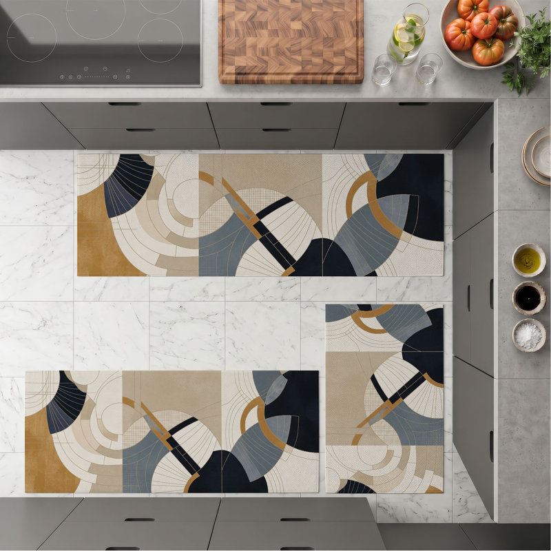 Tapis de cuisine géométriques abstraits et lavables antidérapants