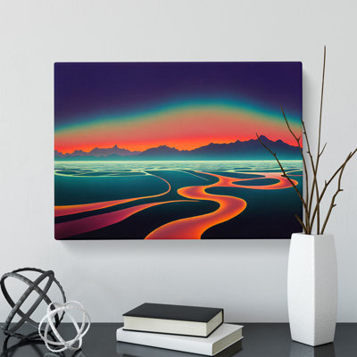 Mountain Lake Sunset Abstract - Wrapped Canvas