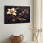 Art mural lys crème et bronze avec feuilles métalliques sur toile foncée-825729899