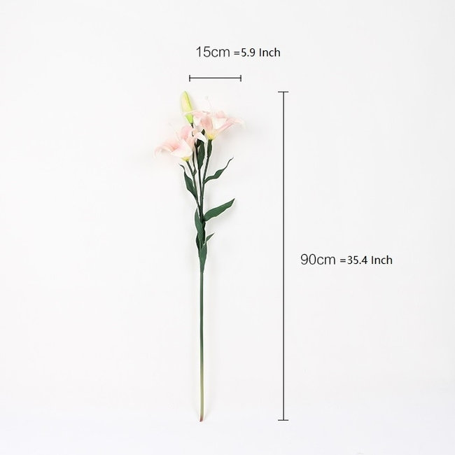 Silk Cloth Lillies Arrangement, Pink, 5 Stems
