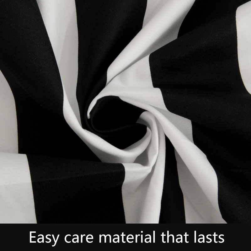 Twin Black and White Striped Microfiber Deep Pocket Fitted Sheet