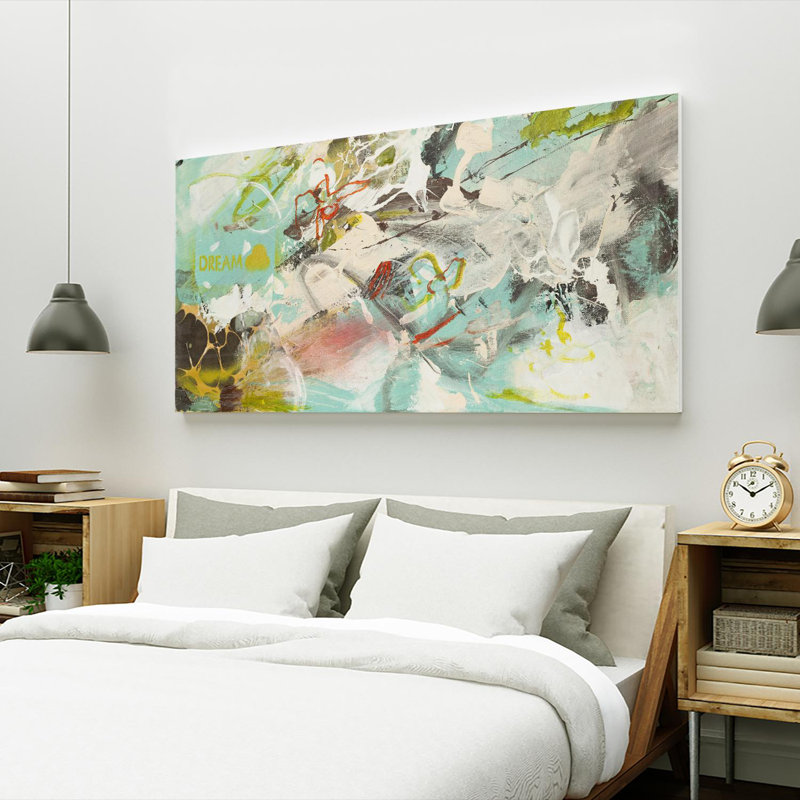 «Dream Dream Ii», reproduction d'art sur toile géante, Blanc / bleu / vert