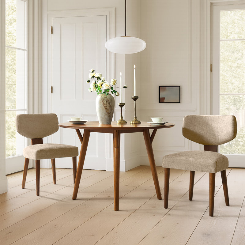 Germa Mid-Century Modern 45" Round Dining Table with Solid Wood Legs, Acorn