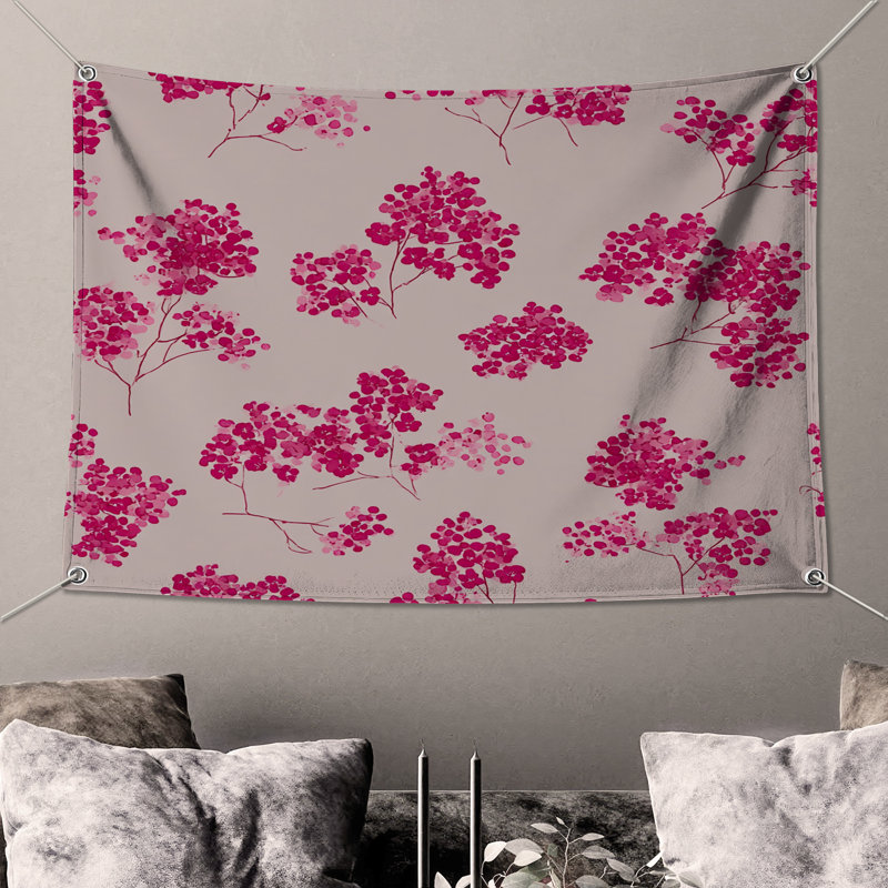 Tapisserie murale florale - Décoration murale à motif, H 50 po x l 60 po avec 4 œillets
