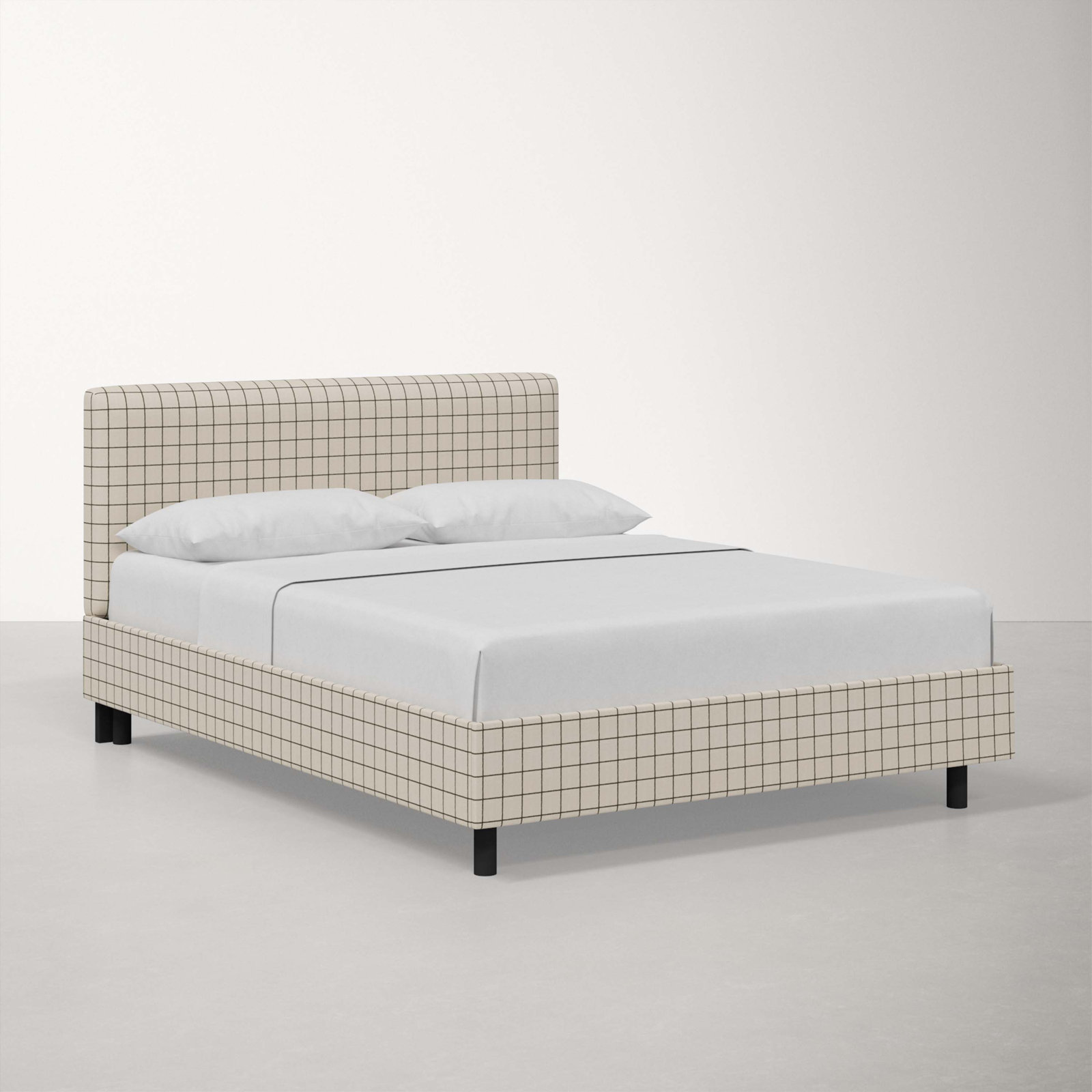 Eisley Upholstered Bed, Queen, Line Tattersall Green