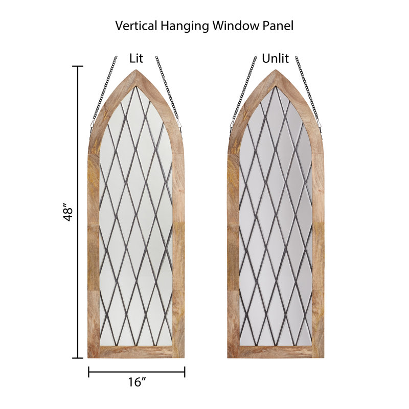48"H Cathedral-Style Diamond Shaped Beveled Glass Window Panel