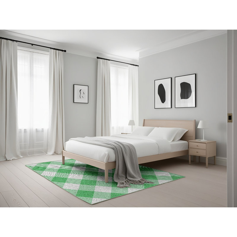 Tapis vert Gingham, Rectangle 5 pi x 7 pi