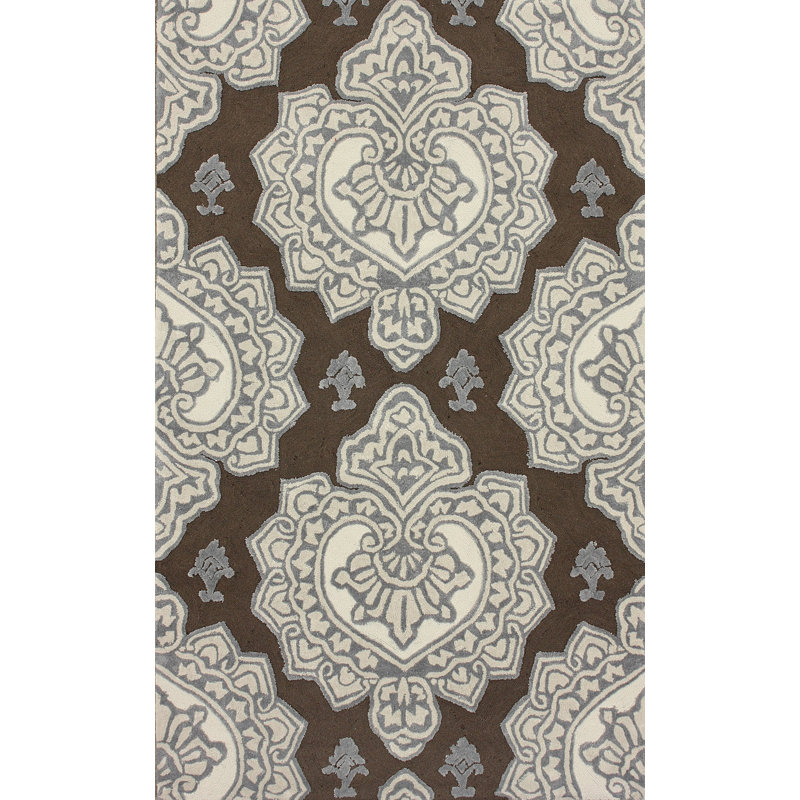 Tapis de zone de cacao touffeté à la main hillcrest Giovante, Rectangle 5 pi x 8 pi
