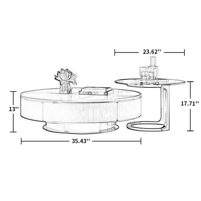 Nesting Coffee Table, 13"H x 35.43"L x 35.43"W