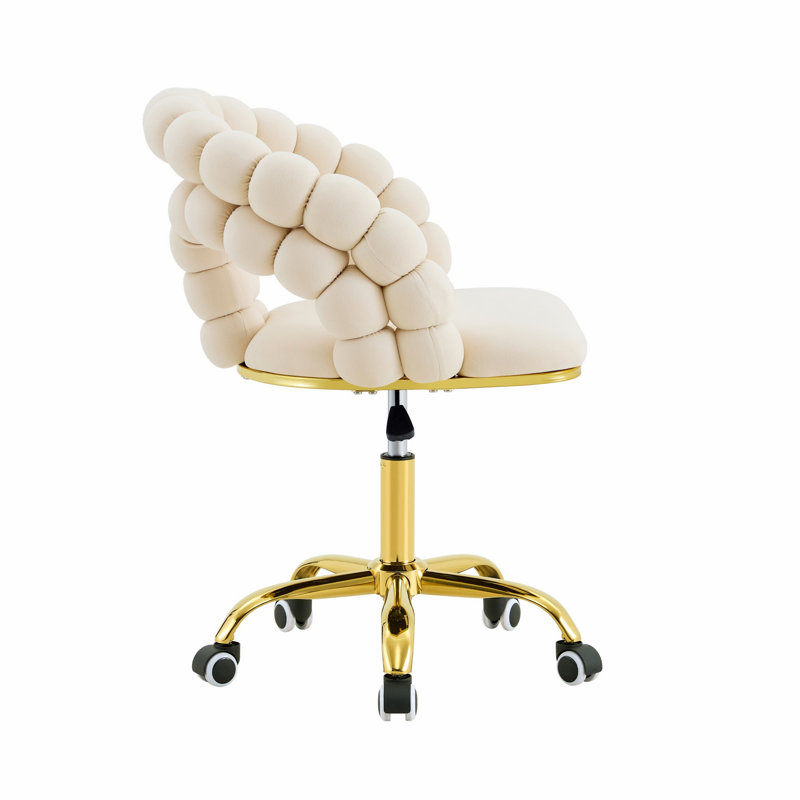 Chaise pivotante moderne et ajustable pour le salon, le bureau, Beige, or, Beige, or