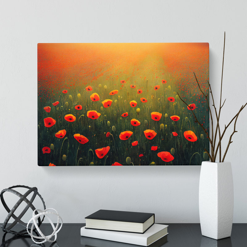 Exhilarating Poppy Field Flowers - Wrapped Canvas, 35cm H x 50cm W x 3cm D