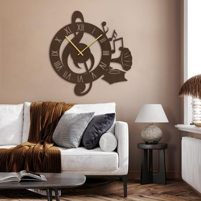 Grande horloge murale silencieuse en métal, L 36 po x H 36 po, Bronze