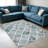 Distressed Trellis Blue carpet-easy to clean, machine-washable, soft and comfortable; suitable for door mats, kitchens, living rooms, bedrooms, corridors, and laundry areas. Easy to clean, durable carpet for home decoration.-129132084