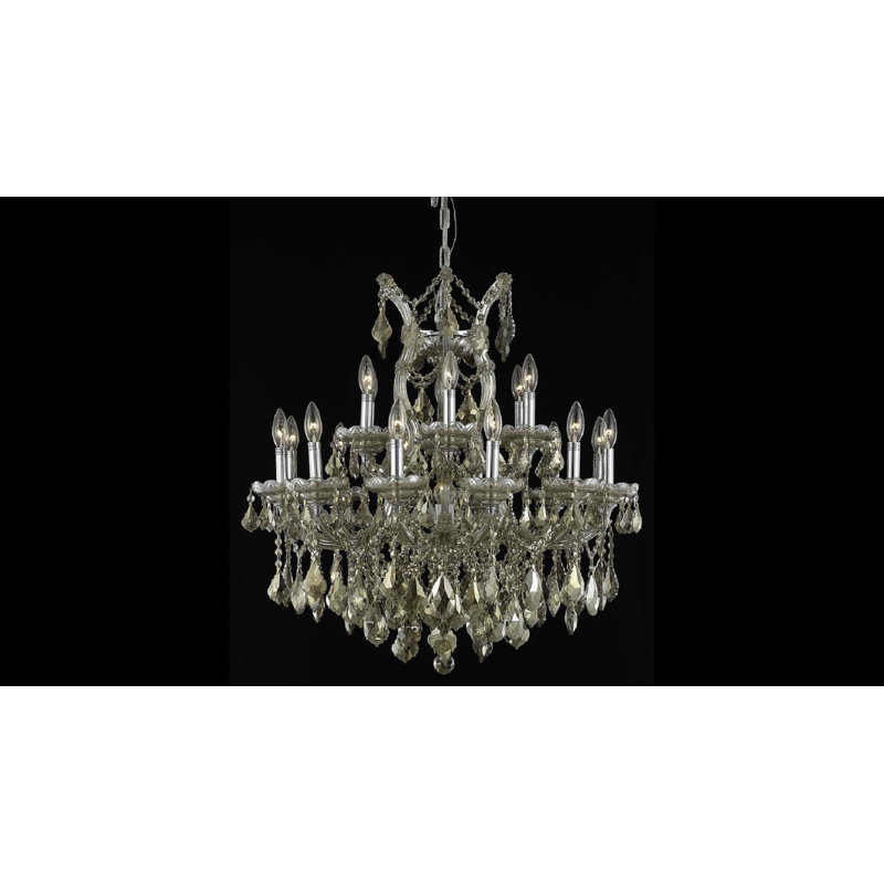 Lustree empire de style bougie 16 lumières avec accents en cristal Trautman, Argent, Argent