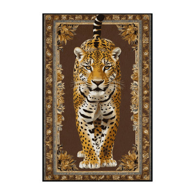 Washable Golden Jaguar Big Cats Area Rug