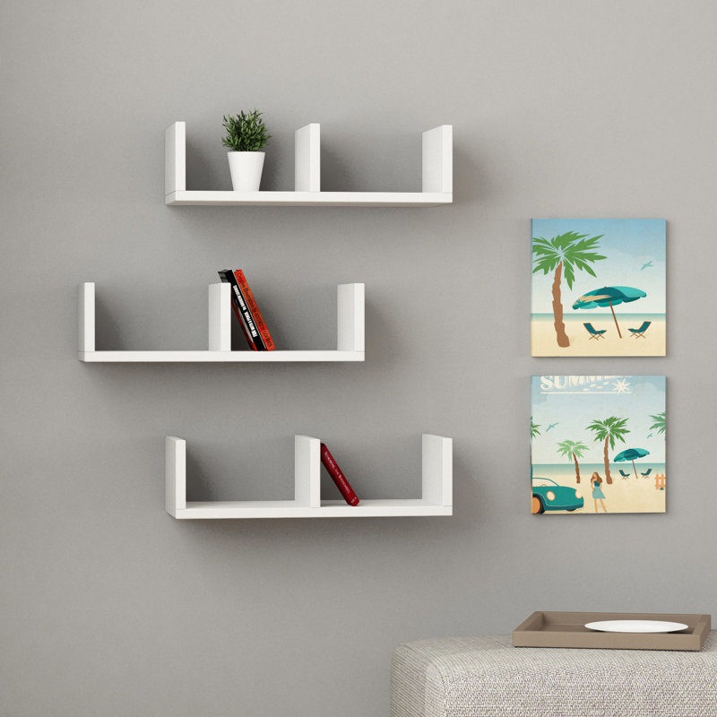 Ayrionna 3 Piece Floating Shelf, White