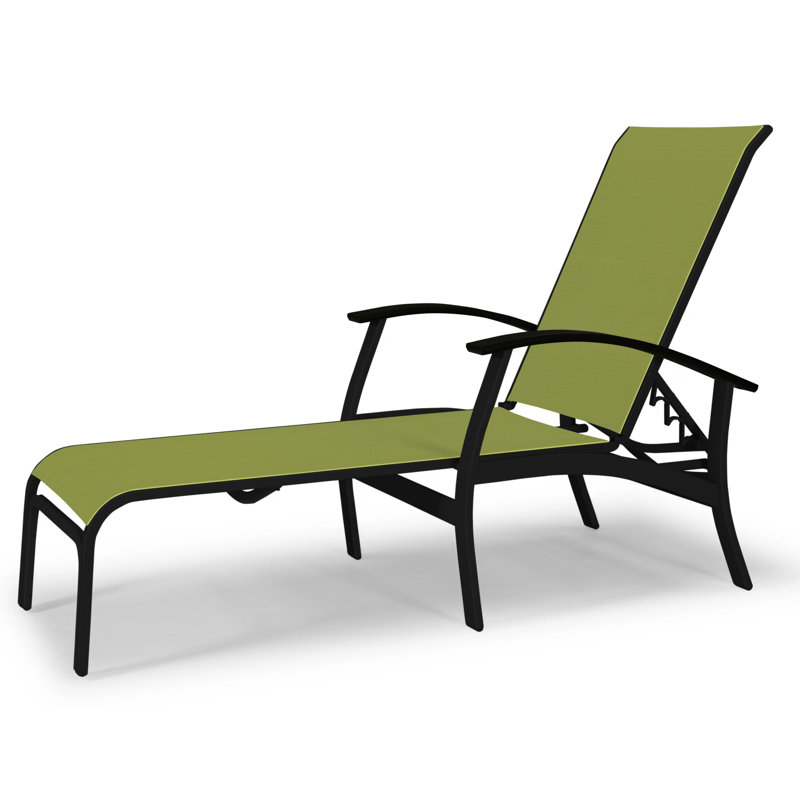 Chaise longue inclinable Askar, Noir P70, Lime 38D Sunbrella®, Désert texturé