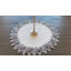 Grand napperon en dentelle argentée sur fond jacquard blanc, plateau de table (rond 24 po)