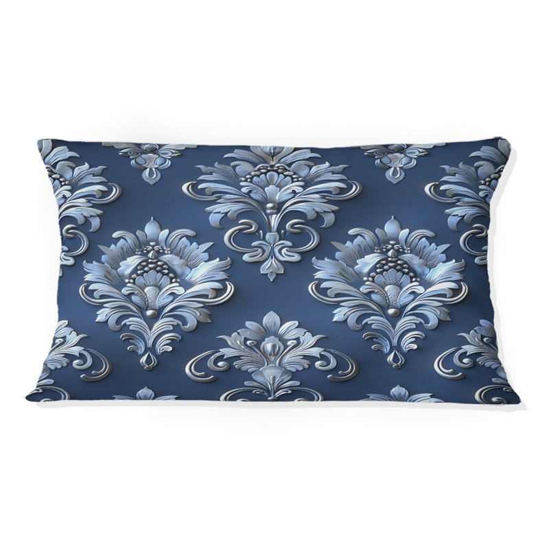 Coussin lombaire Glamour Damask - Glam, Bleu / Beige
