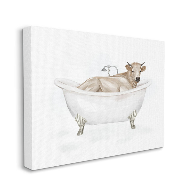 «Farm Farm Bathing Tub Animal» par Ziwei Li, L 30 po x H 24 po, Toile tendue