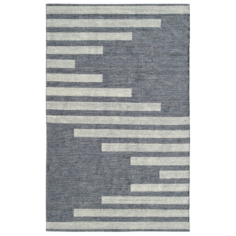 Tapis de coton crocheté à la main/gris laine Vassar, Rectangle 8 pi x 10 pi