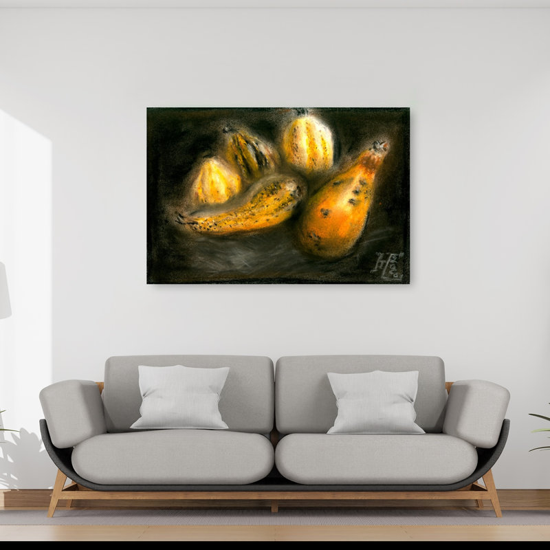 «Rustic Autumn Gourds», reproduction d'art murale d'automne rustique traditionnel, H 40 po x l 60 po