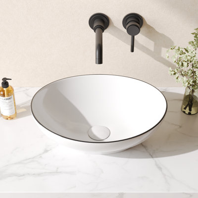 Lavabo de salle de bain vasque ovale en porcelaine vitrifiée 16 po x 13 po DeerValley Horizon