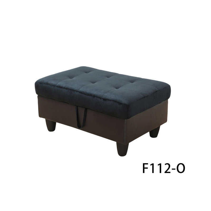 Davinah Upholstered Ottoman, Blue Microfiber/Microsuede
