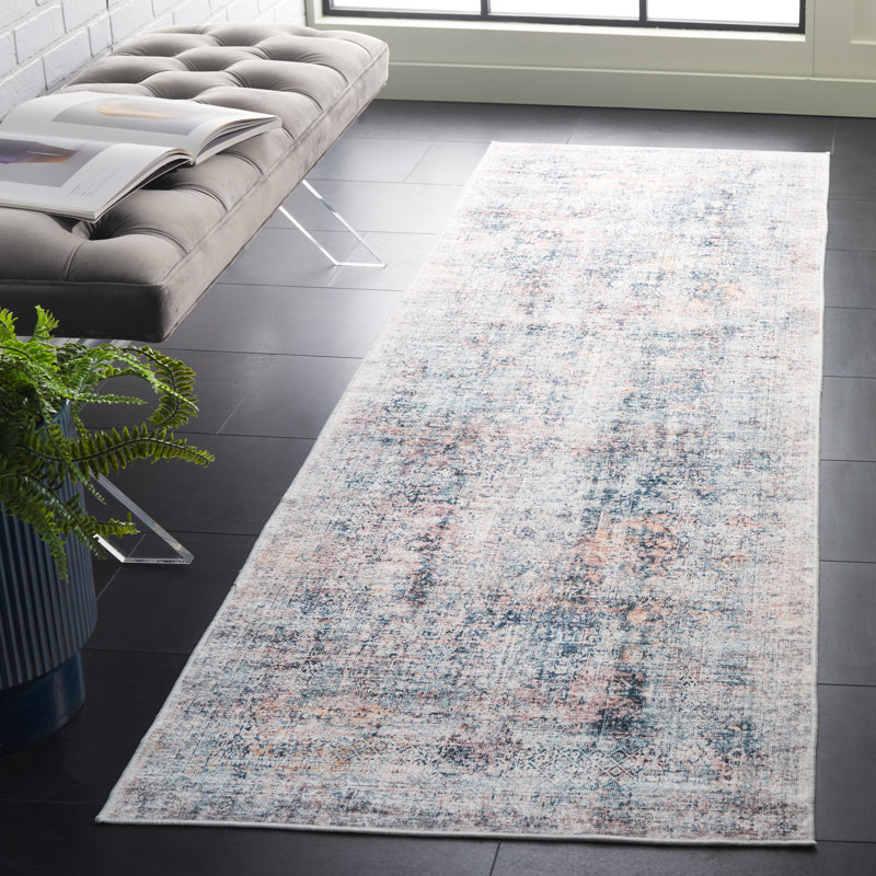 Persaud Area Rug In Navy / Beige, Runner 2'6" x 8"