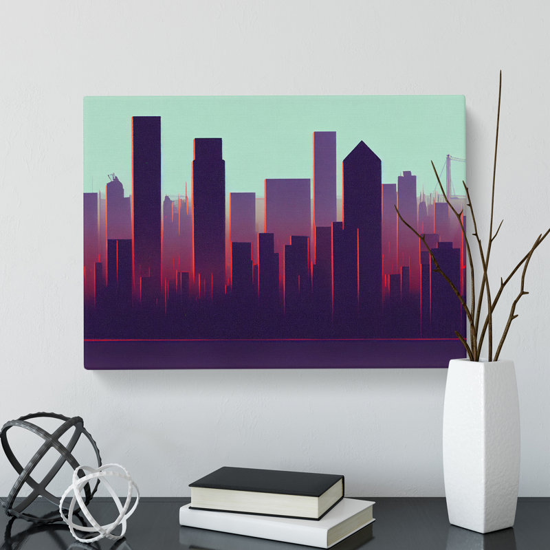 Lively Skyscraper Skyline - Wrapped Canvas, 40cm H x 60cm W x 3cm D