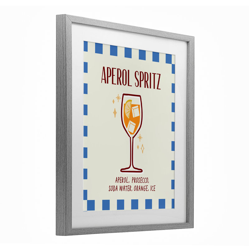«Retro Fizzy Summer Cocktail», reproduction encadrée sous verre, design par Emily Dumas, H 16 po x l 13 po