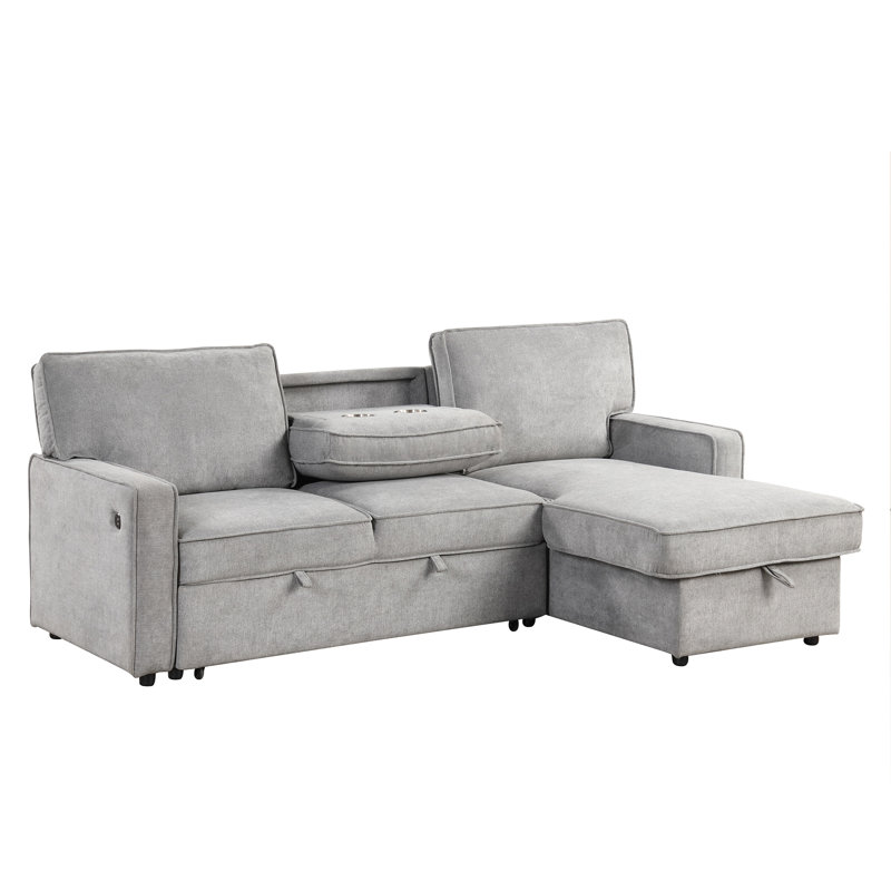 Canapé-lit modulaire Upholstery avec espace de rangement, port USB, 2 porte-gobelets sur les coussins de dossier