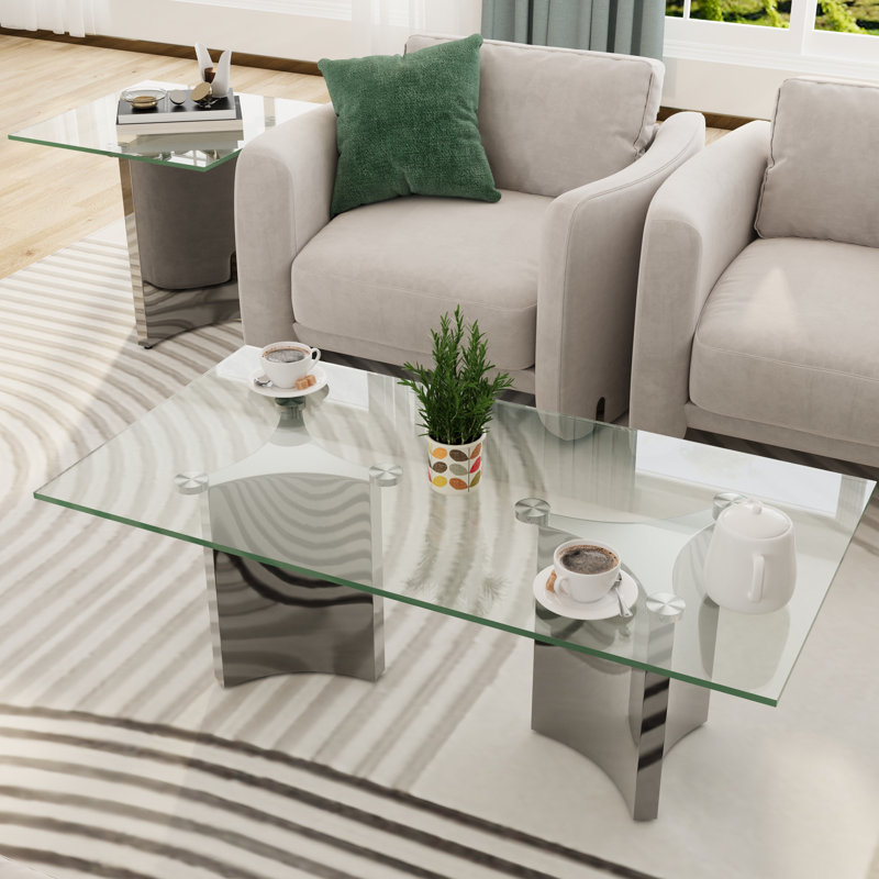 Glass And Silver Coffee Table