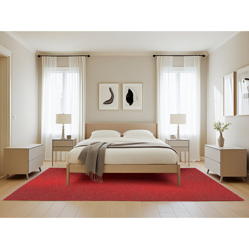 Tapis rouge tissé à la machine, Rectangle 5 pi x 8 pi