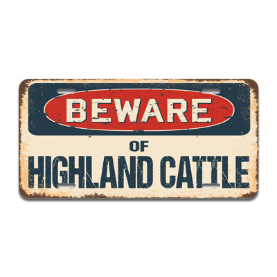 Beware of Highland Cattle Aluminum Plate Frame