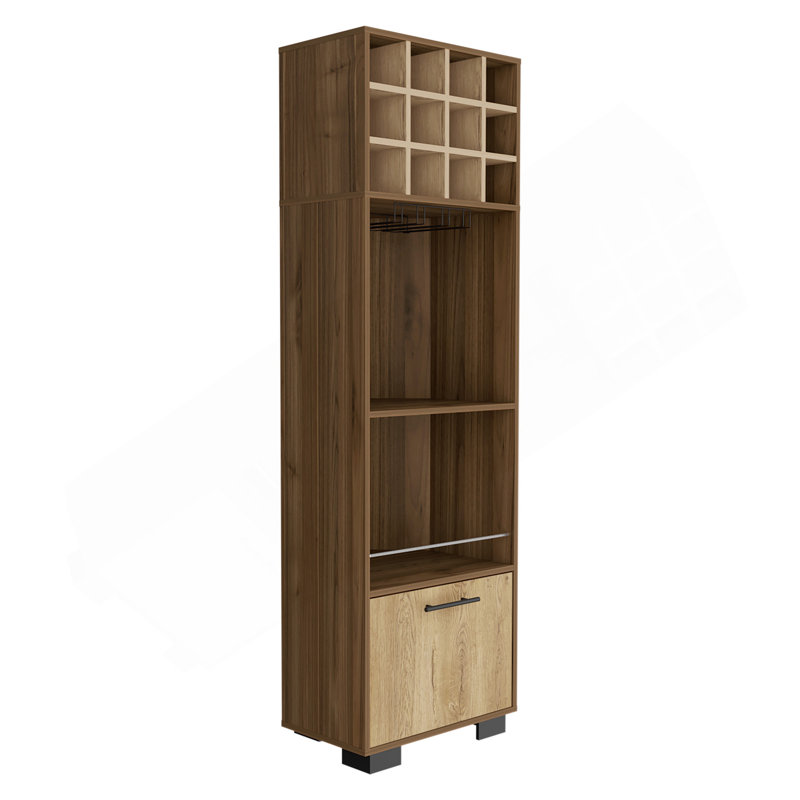 Marsella Corner Bar Cabinet, Eight Built-In Wine Rack, Two Side Shelves
