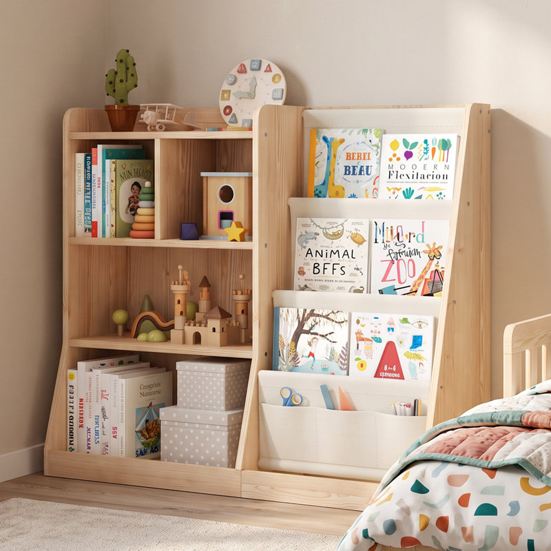 31.5 " H X 36.2 " W Wood Kids Bookcase